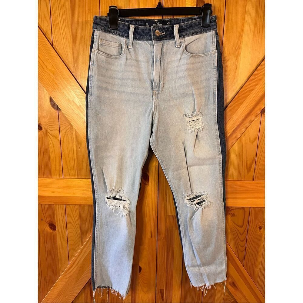 HOLLISTER Womens Jeans Size 7R Two Tone ULTRA HIGH RISE MOM JEANS (3411)